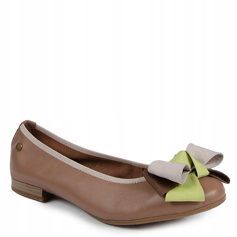 Maciejka P6801-14/00-0 Hnědé Kožené Baleríny S Mašličkou 41