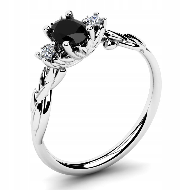 

Pierścionek Z Białego Złota Z Czarną Cyrkonią 6X4