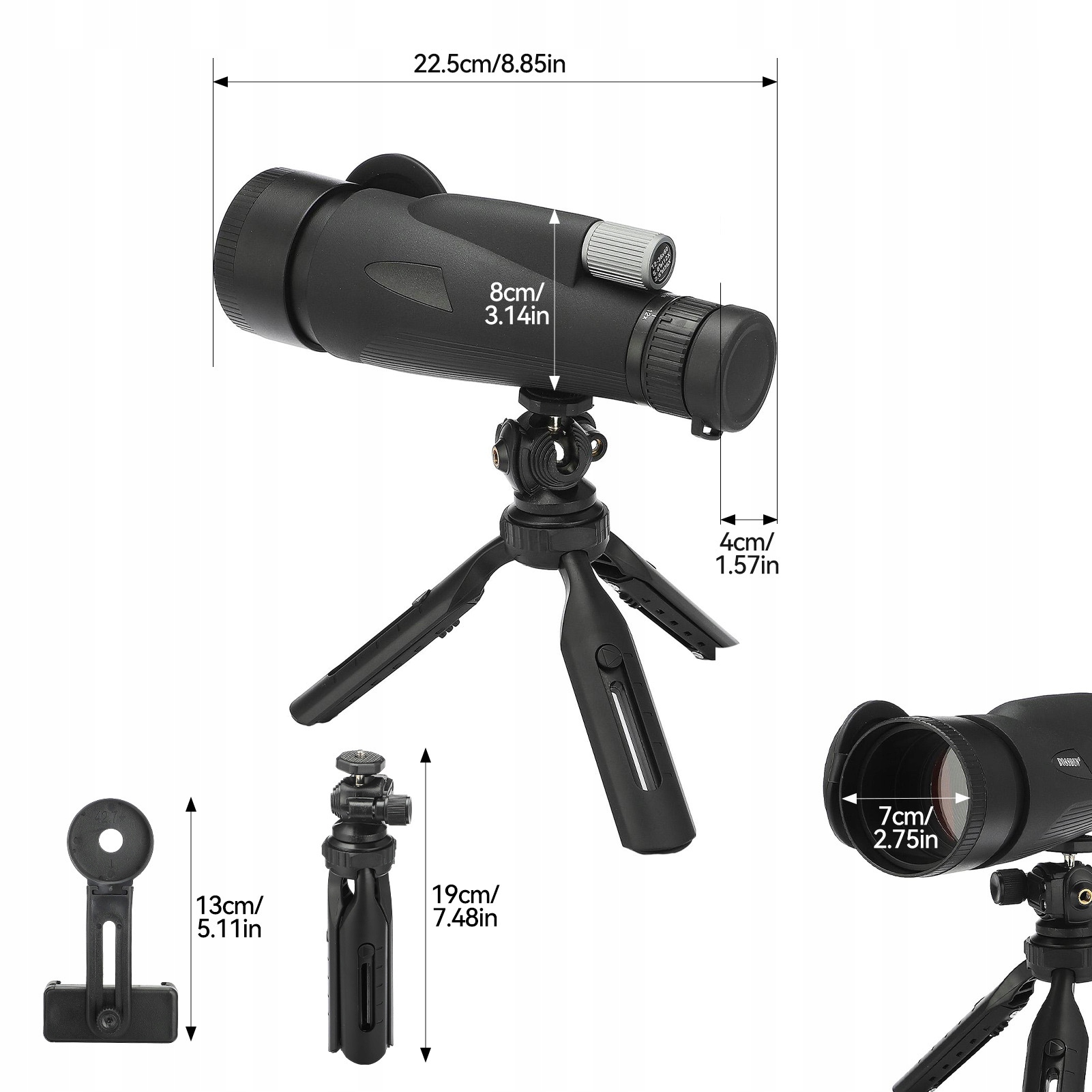 Night Monocular Telescope Smartphone Holder Tripod Marka bez marki