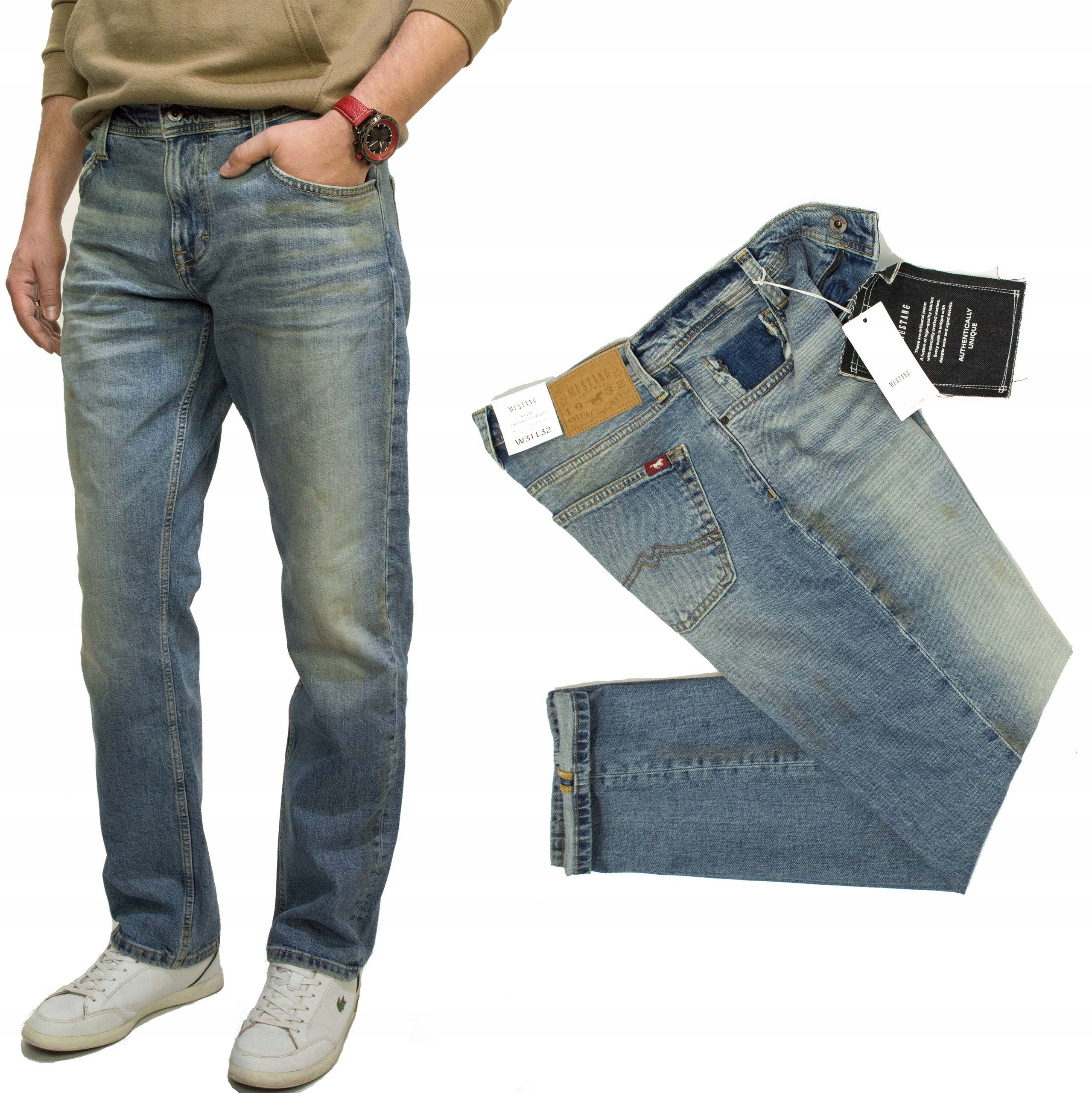 Mustang Denver Straight Scar 674 pánské džínové kalhoty Dirty Wash W34 L32