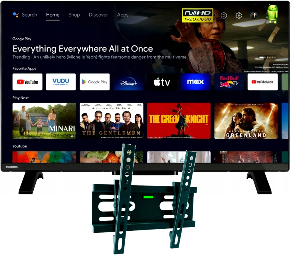 Toshiba 32LA2E63DG Telewizor Led 32" Android Smart WiFi Full HD+Uchwyt Reg.