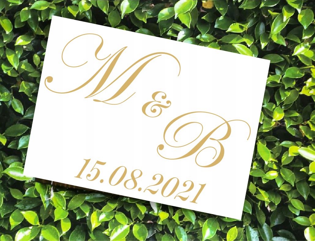 Naklejka inicjały ślub dywan ślub 90x50