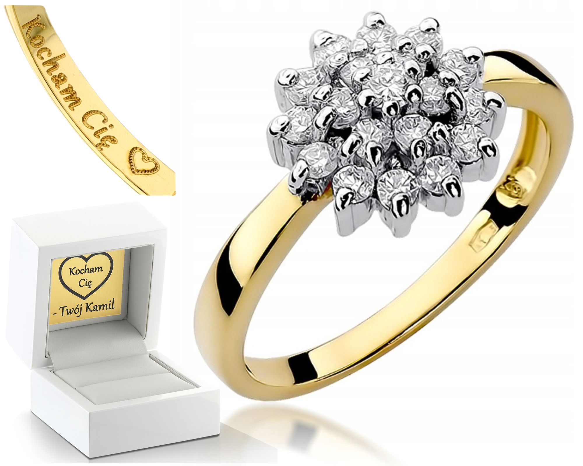 Zlatý Prstýnek S Brilianty Květinka 0,40 Ct