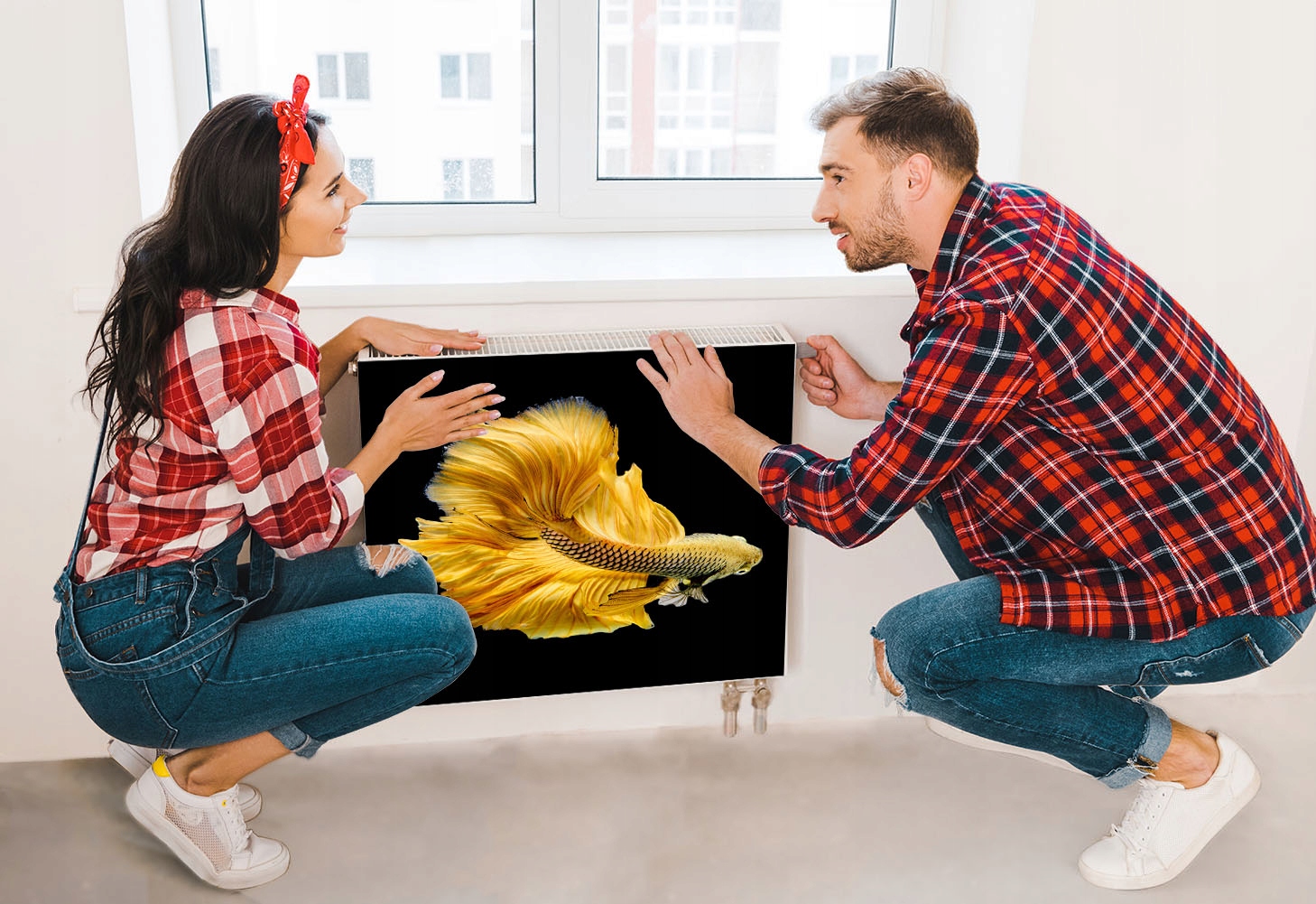 MAGNETYCZNA OSŁONA NA KALORYFER 60x60 RYBA FOTOTAPETA Grubość materiału 1 mm