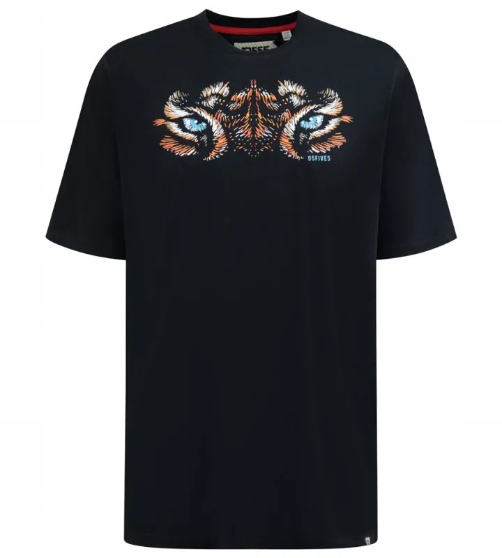 Veľké pánske čierne tričko „Oči tigra“ LEAMINGTON-D555 Veľkosť XXL