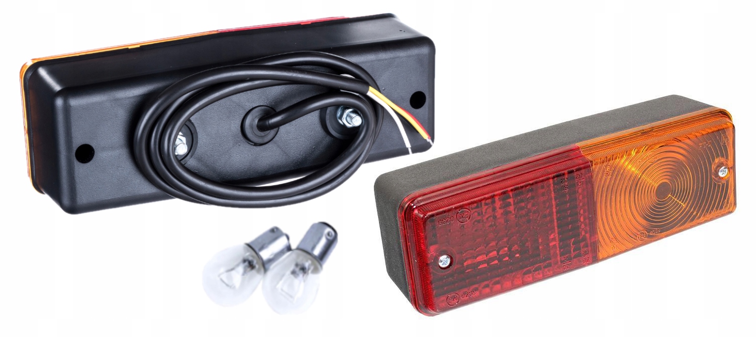 LAMPY TYLNE ZESPOLONE ŚWIATŁO PRZYCZEPY ROLNICZEJ NA KABLU +ŻARÓWKI komplet