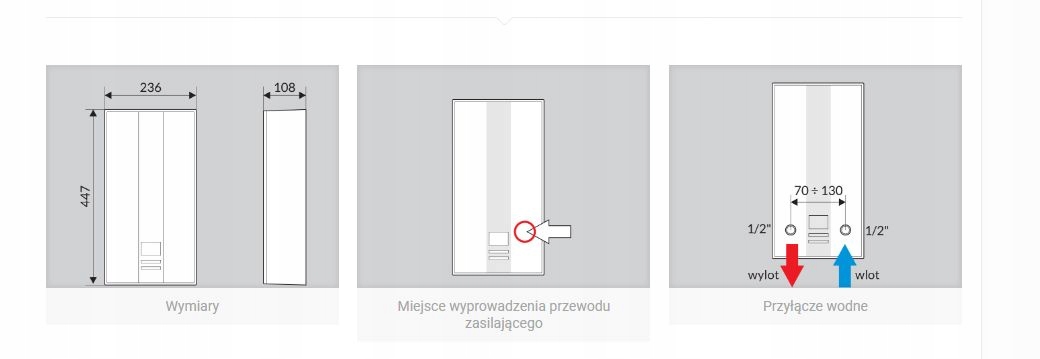 WIJAS PRZEPŁYWOWY OGRZEWACZ WODY POW LCD 18/21/24 Moc 18 W