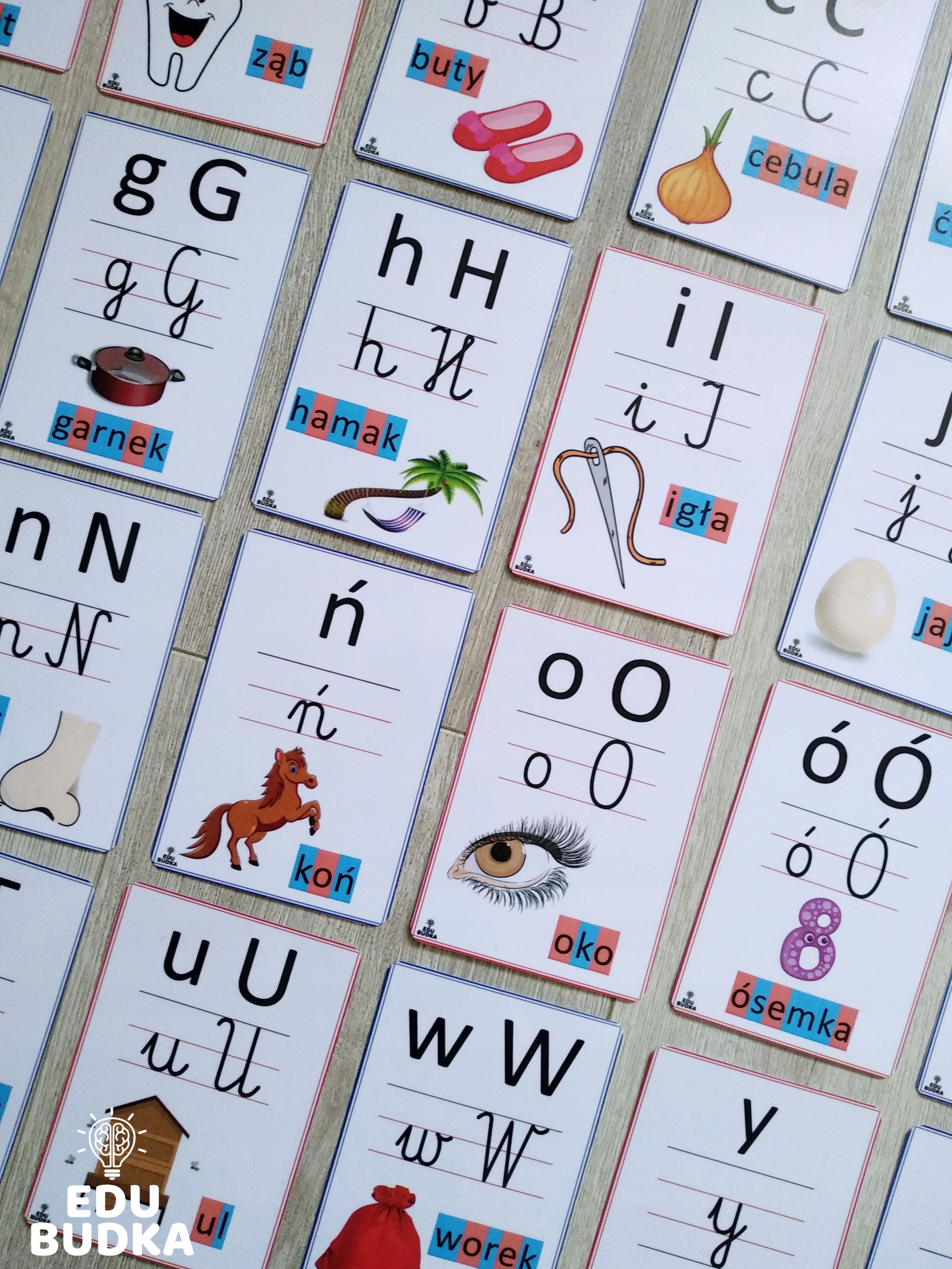 ALFABET 32 Plansze dydaktyczne do nauki liter | 14x9 cm Tytuł ALFABET Plansze pokazowe dla dzieci