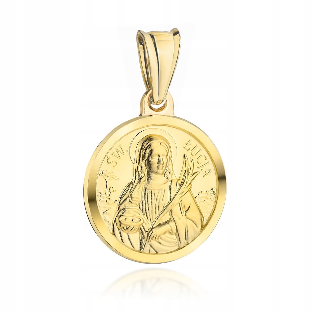 Zlatý medailonek svaté Lucie 585 14k 3.56g suvenýr jubileum křtu