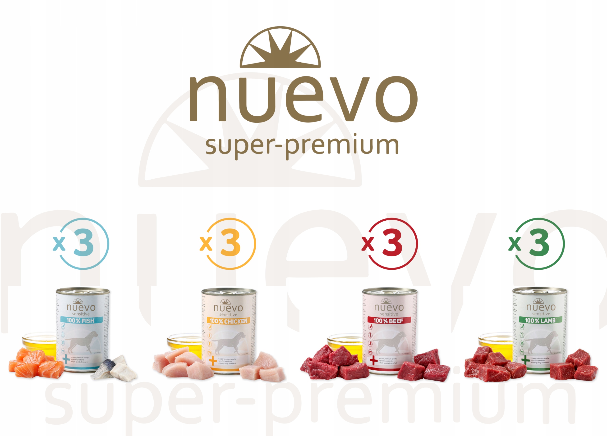 Nuevo Superprémiové mix chutí Sensitive Mono Vlhké krmivo pro psy 12x400 g