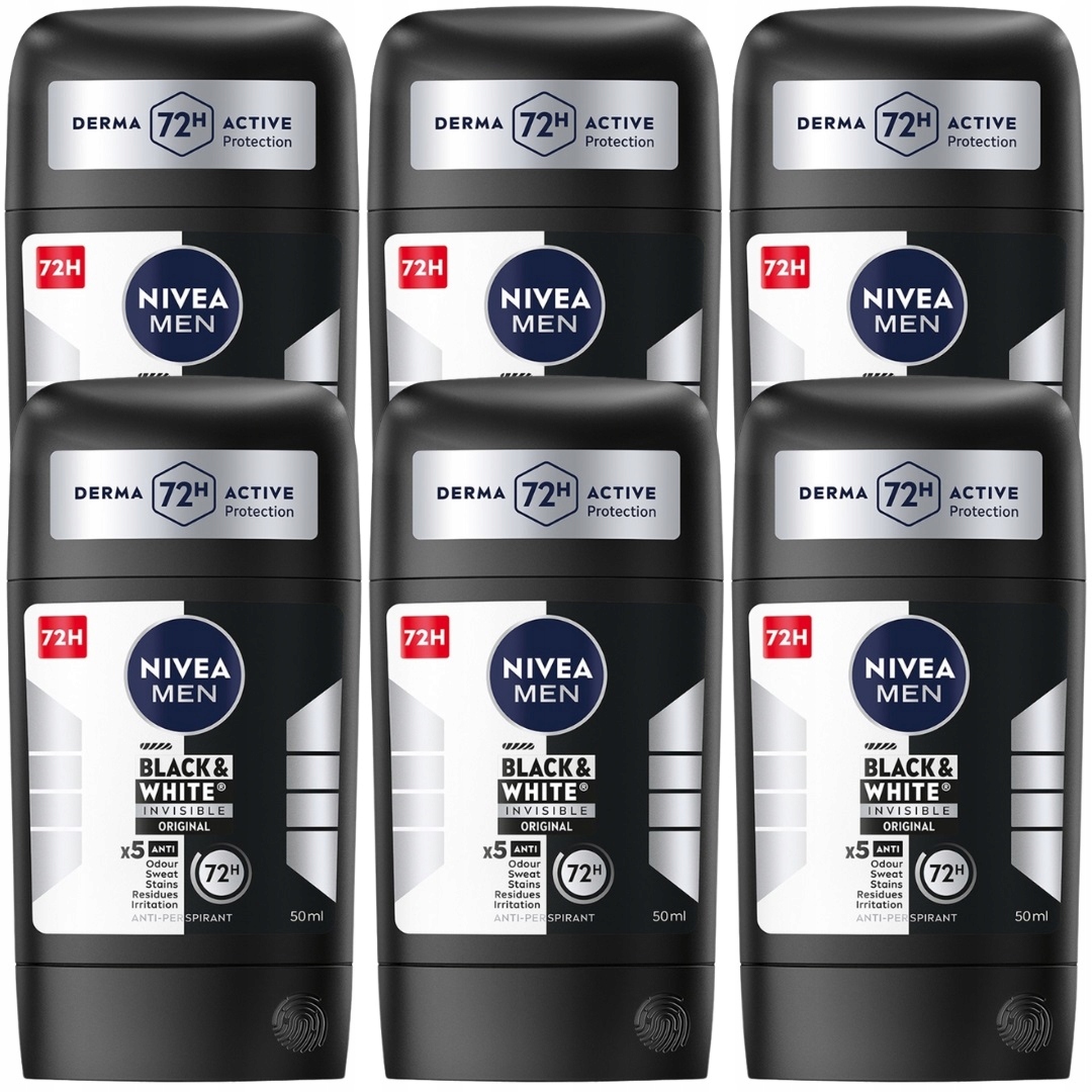 Antiperspirant Nivea Black&White Invisible Original Pánský v tyčince 6x50 ml