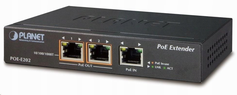 Planet POE-E202 PoE extender, 1xPoE-in, 2xPoE-out 25W, 802.3at/ af, …