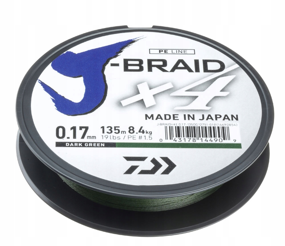 Plecionka Daiwa J-Braid X4 0,17 8,4kg 135m Green