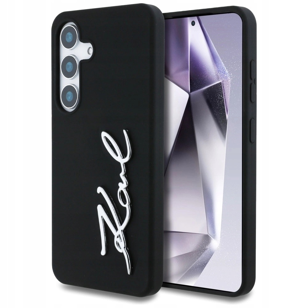 Pouzdro Karl Lagerfeld Silicone Metal Signature Logo pro Samsung Galaxy S25, černé