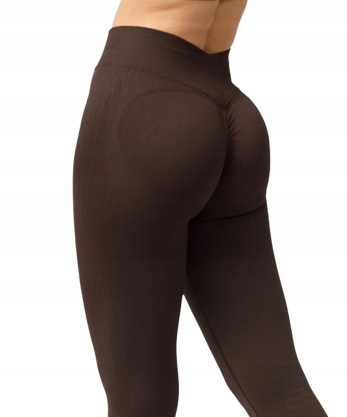 Legginsy damskie bezszwowe modelujące push up Elite Carpatree brązowe S