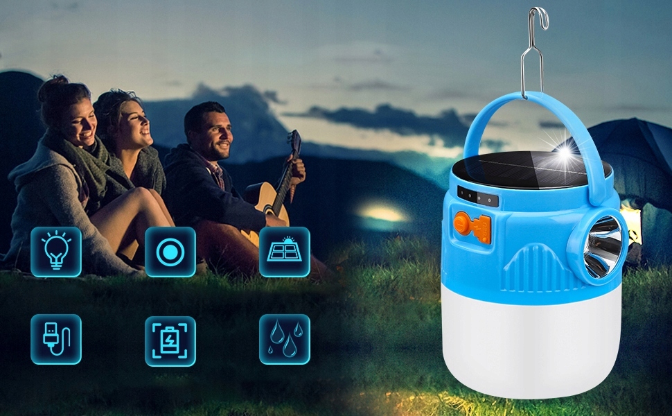 Lampka Namiotowa LED Lampka Kempingowa USB 3w1 Rodzaj akumulatorowa