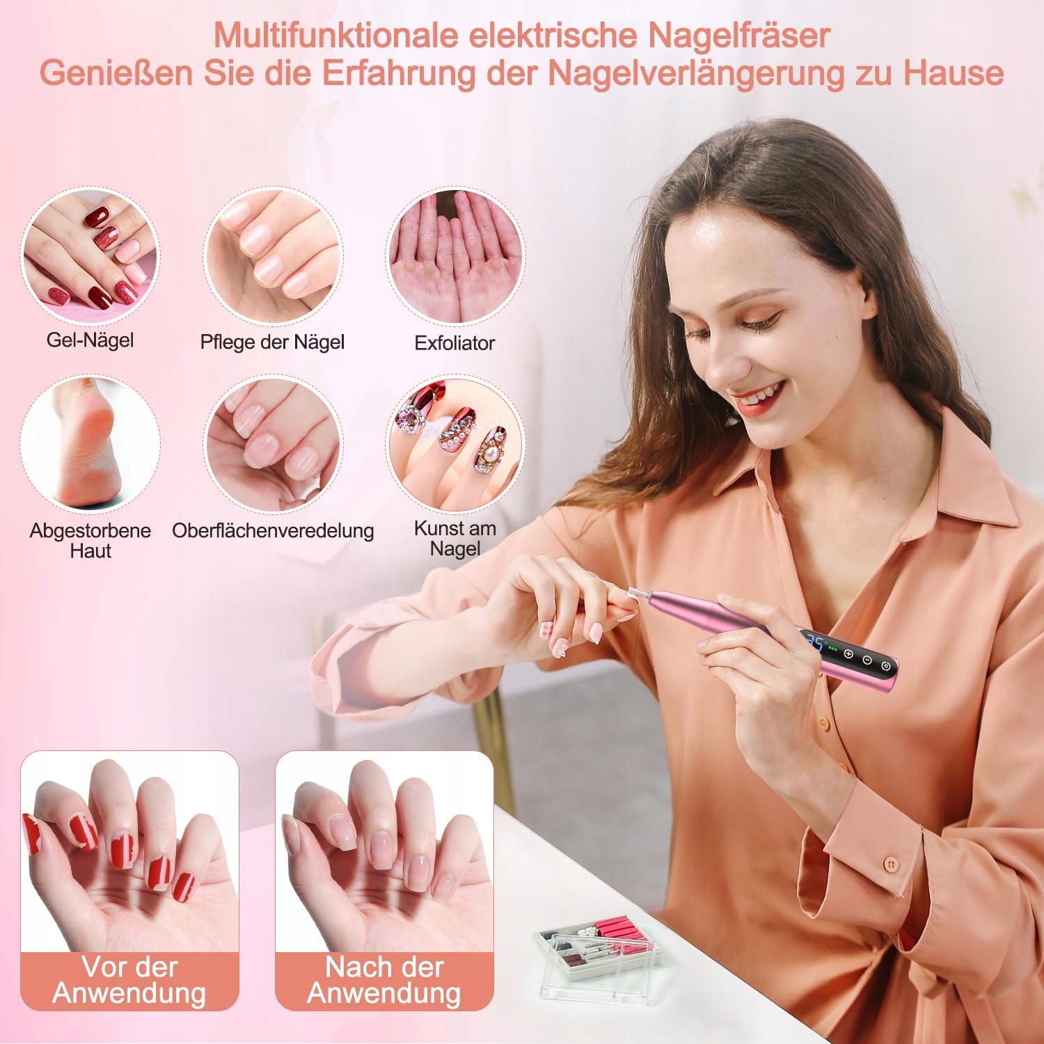 Nailgirls zestaw elektrycznych frezarek do paznokci, 11 w 1 35000 obr./min — miniatura 5