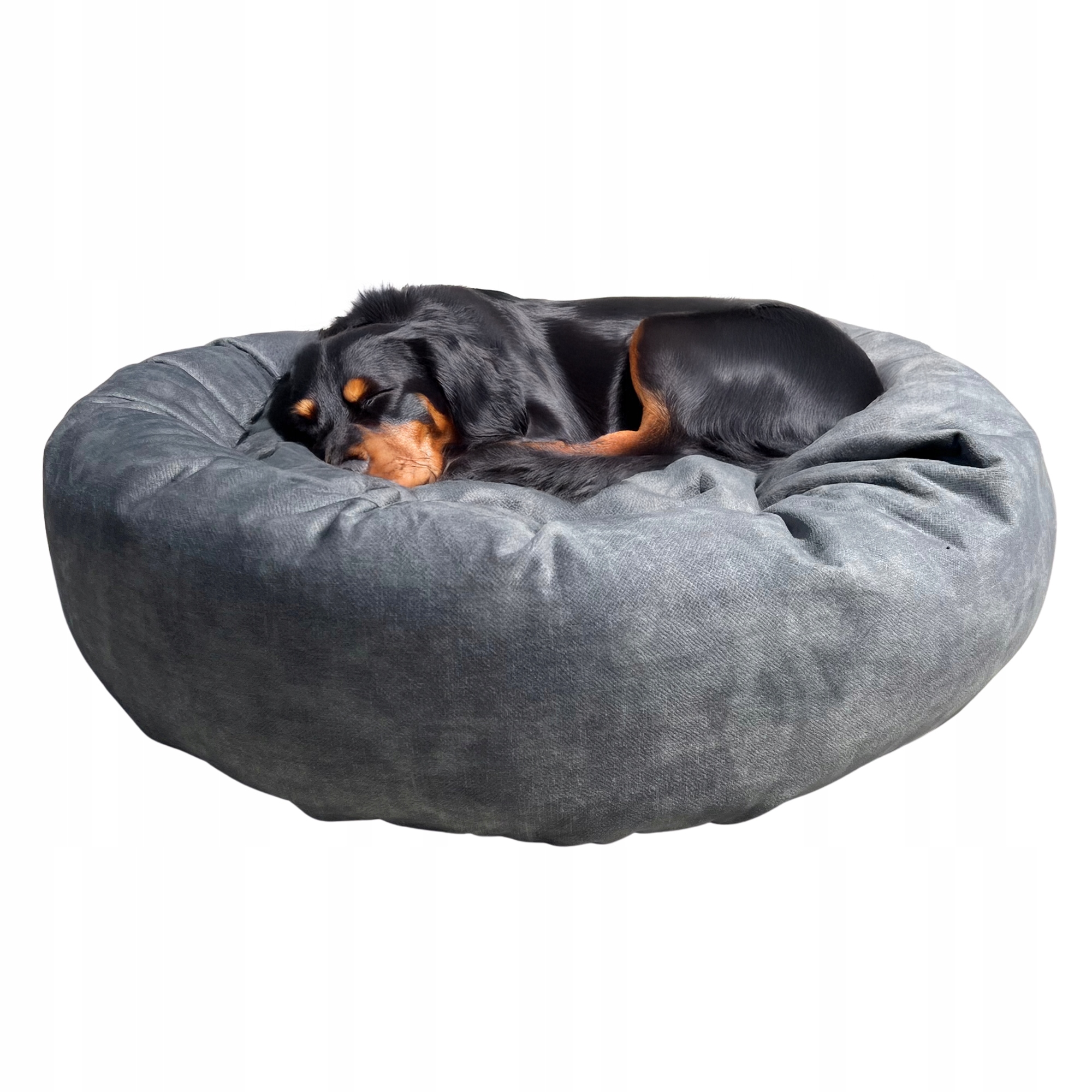 Legowisko dla dużego psa, rozbieralne, okrągły donut Szary, 120cm