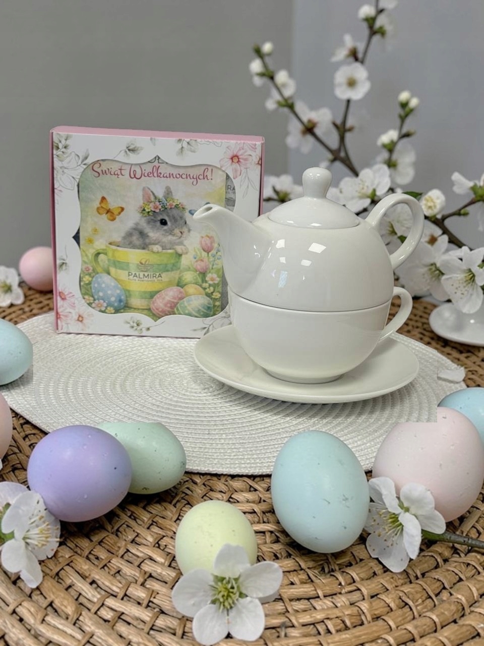 Levně Dárková sada Velikonoční čaj Palmira, šálek, džbán, 15 ks