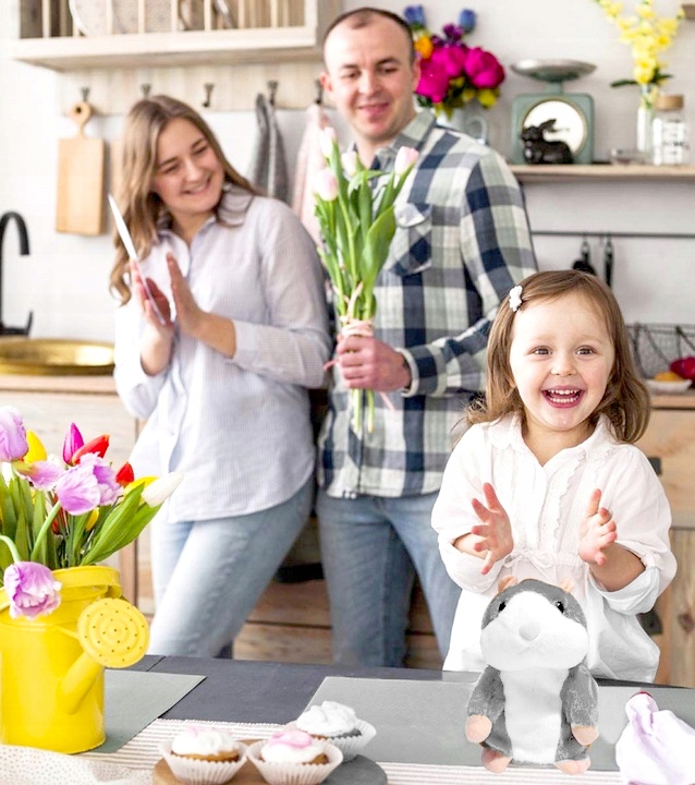 Gadający CHOMIK Dla dzieci pluszak Maskotka ZABAWKA POWTARZAJĄCA Gaduła Marka Slowmoose