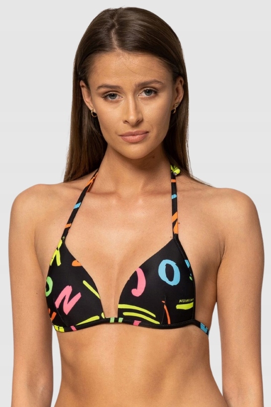 Moschino Černá horní část bikin s neonovými písmeny L