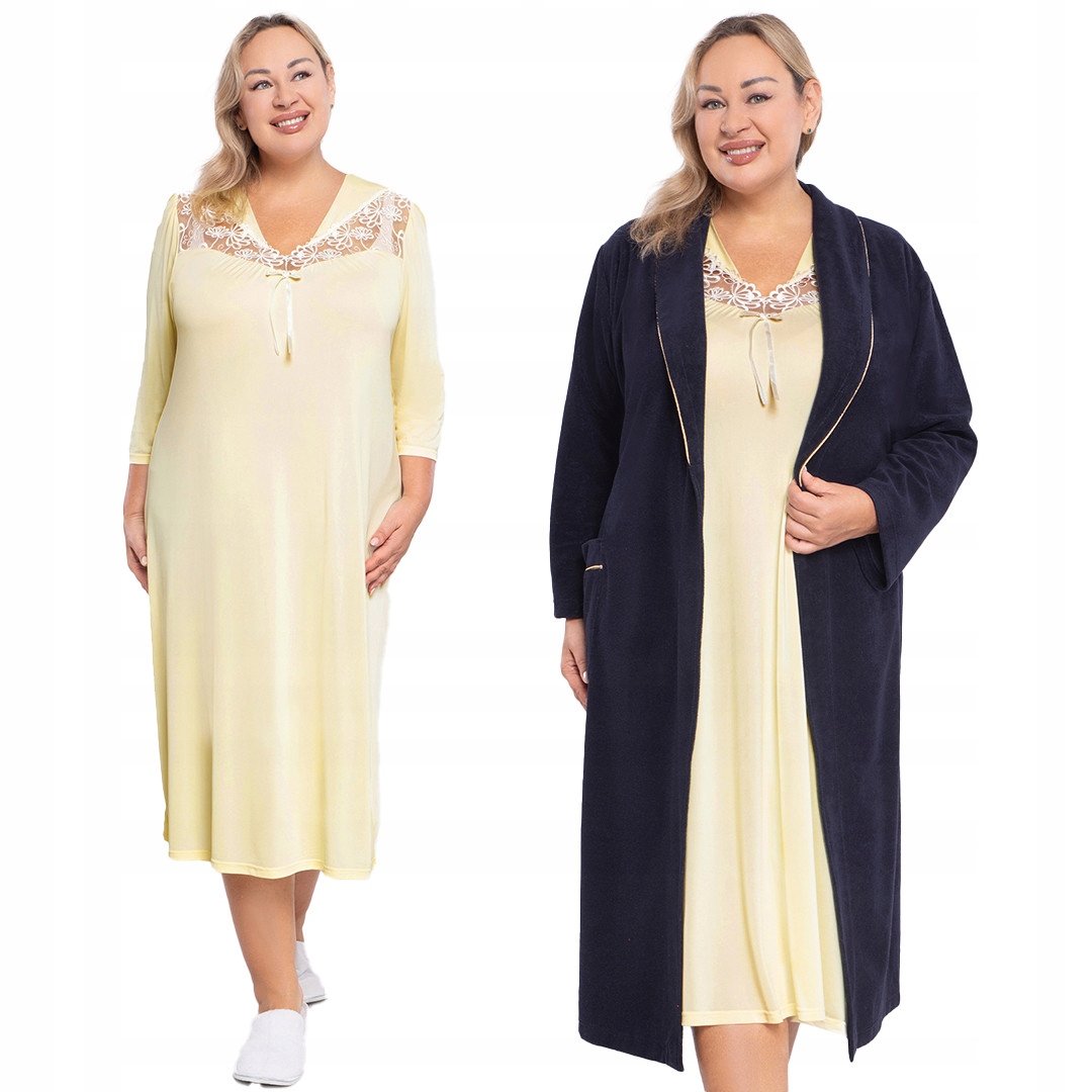 Žlutá košile noční s krajkou Mewa plus size velikost 58
