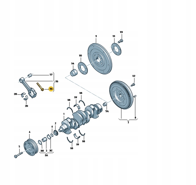 ORYGINALNA ŚRUBA STOPY KORBOWODU 030105425N VW ASO