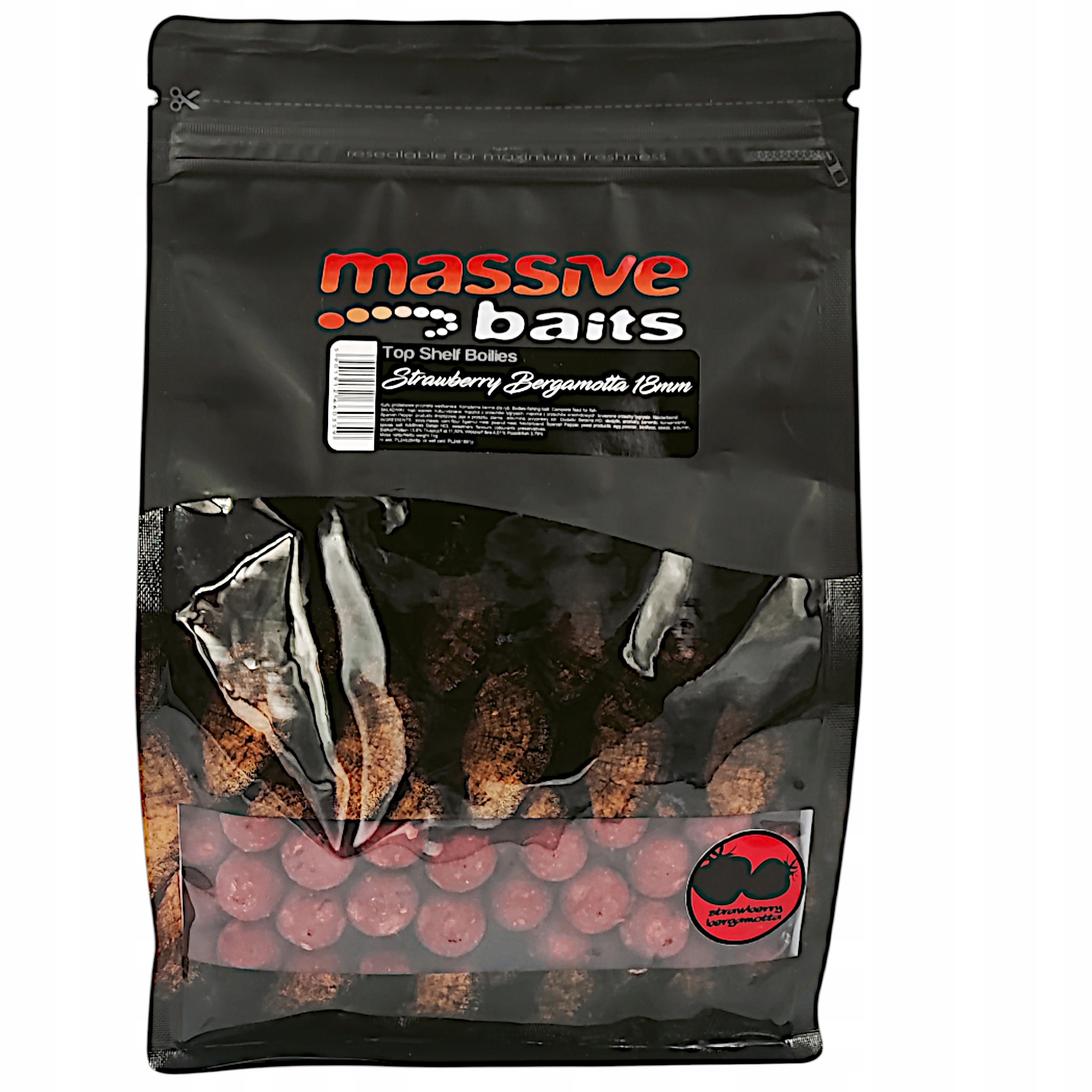 Kulki Proteinowe 18mm 1 kg Massive Baits Strawberry Bergamotta Specials
