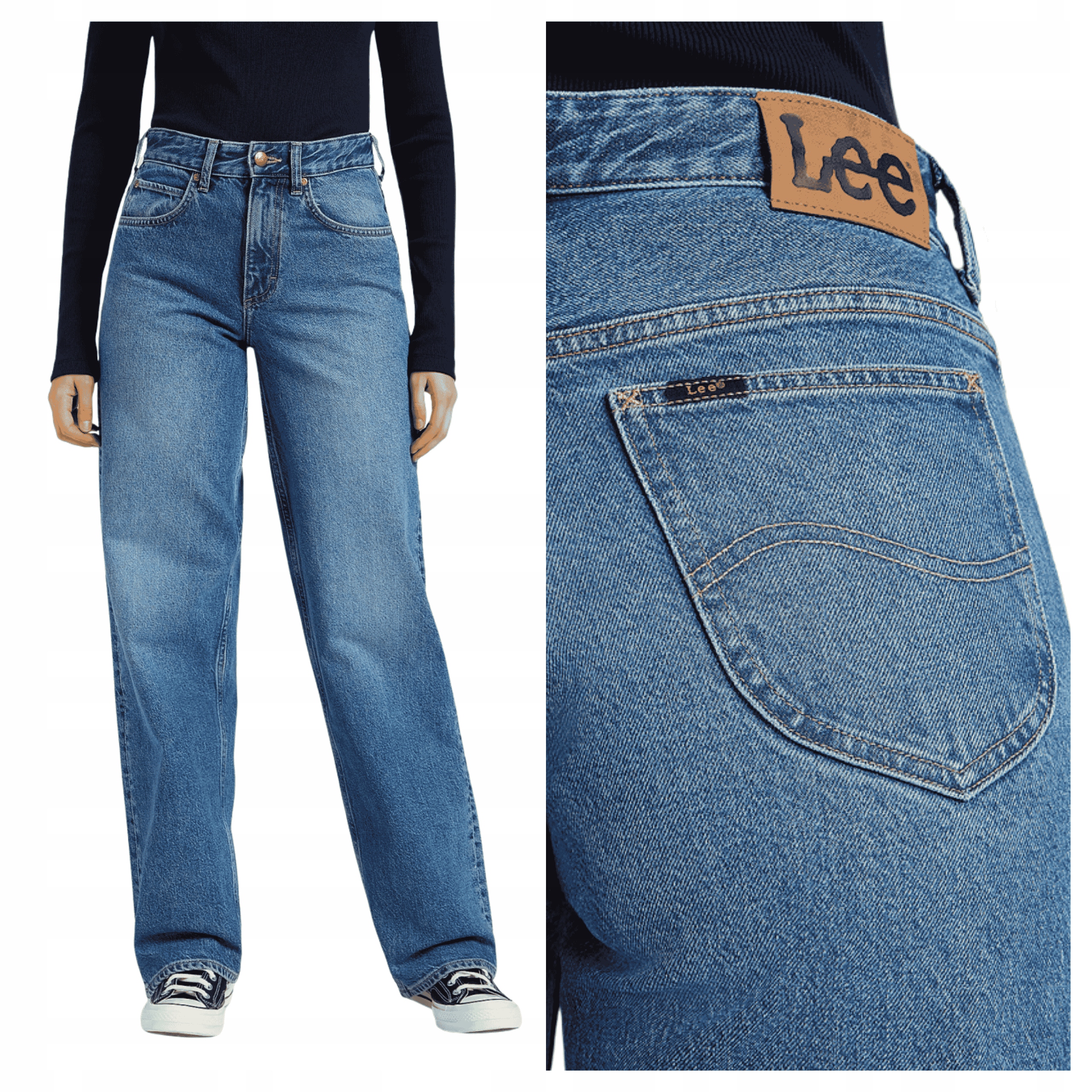 Dámské kalhoty Lee Rider Loose Jeans Vysoký pas Modré W28 L31
