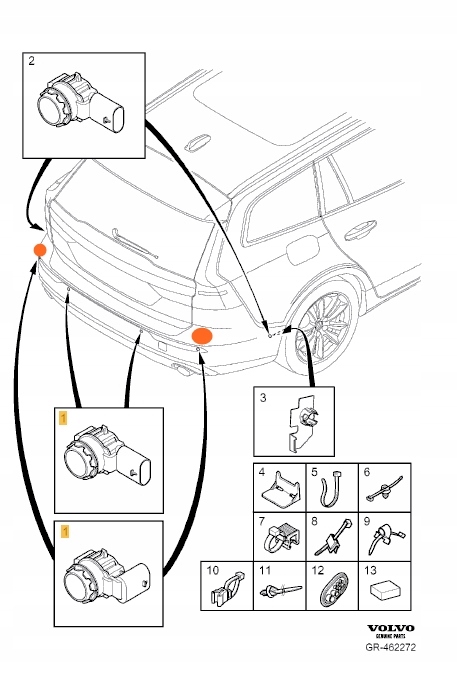 CZUJNIK parkowania PDC TYL VOLVO 32209357 2019 Installation side front