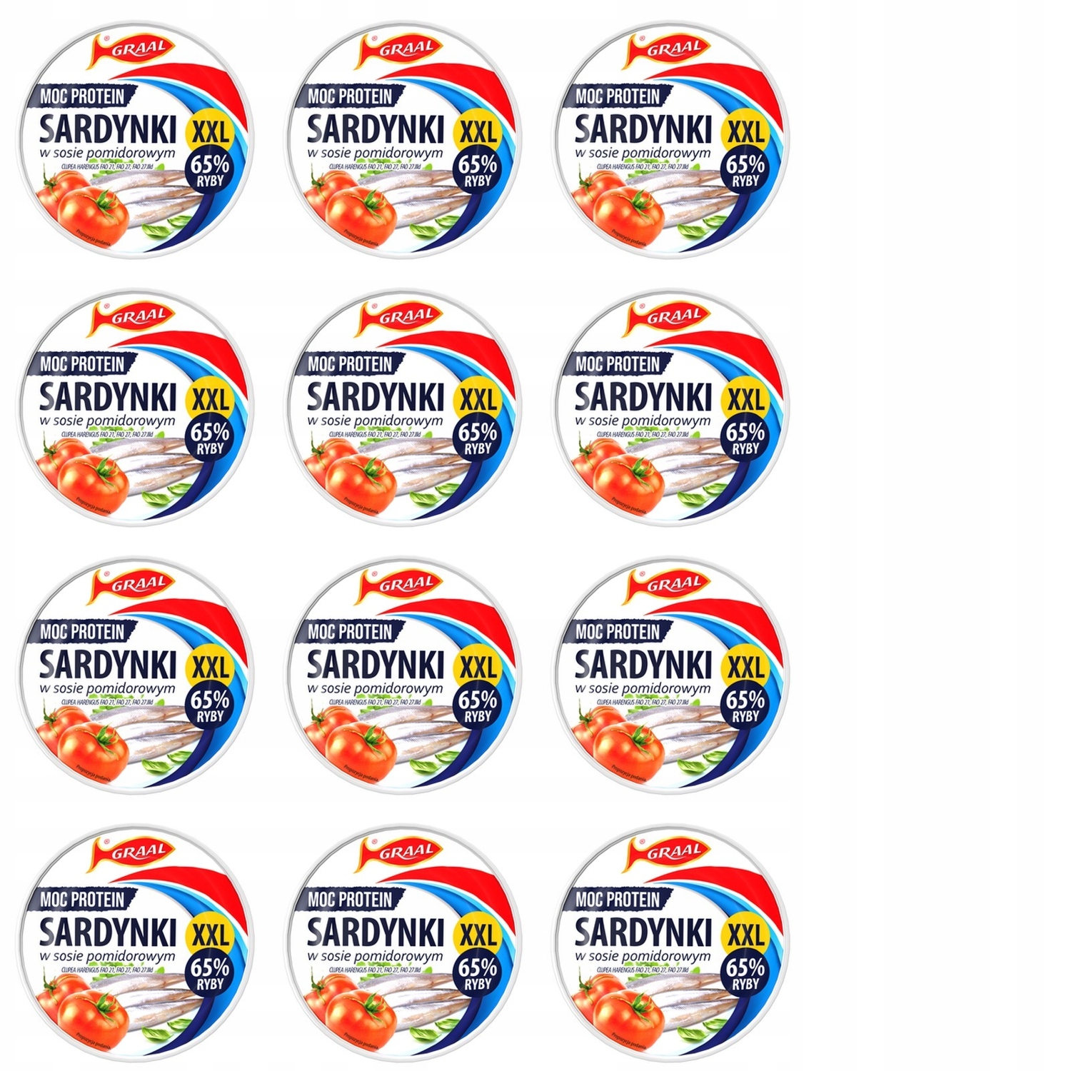 12x 300g Graal sardynki w sosie pomidorowym Zgrzewka