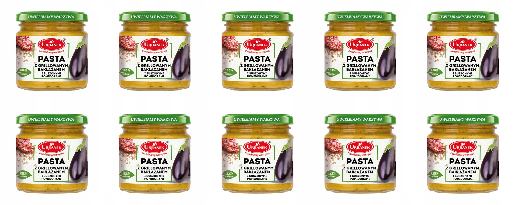 Levně 10 x 180 g Urbanek Pasta s grilovaným lilkem a sušeným rajčatem Karton