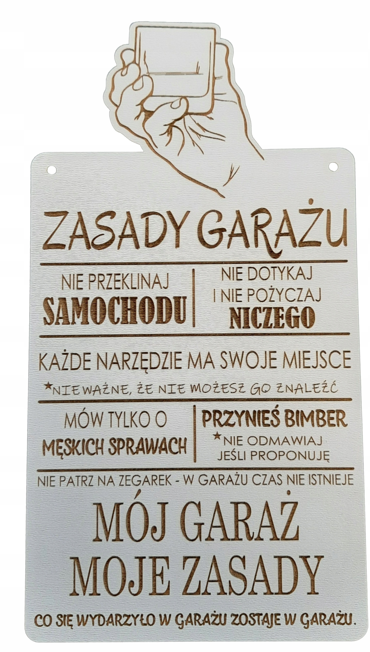 

Tablica Drewniana Zasady Garażu