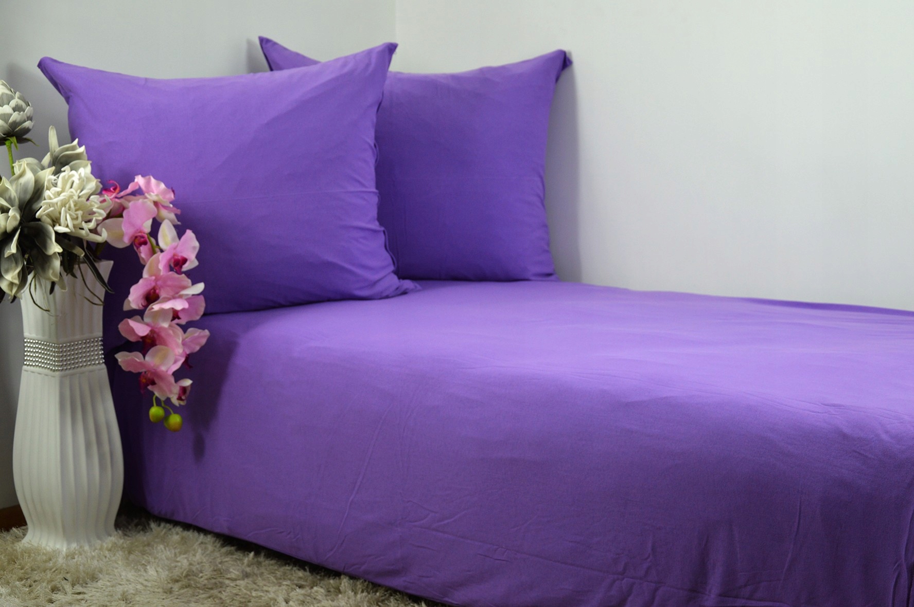 Pościel Jersey 160x200 Bawełna 100% fiolet Bez Prasowania