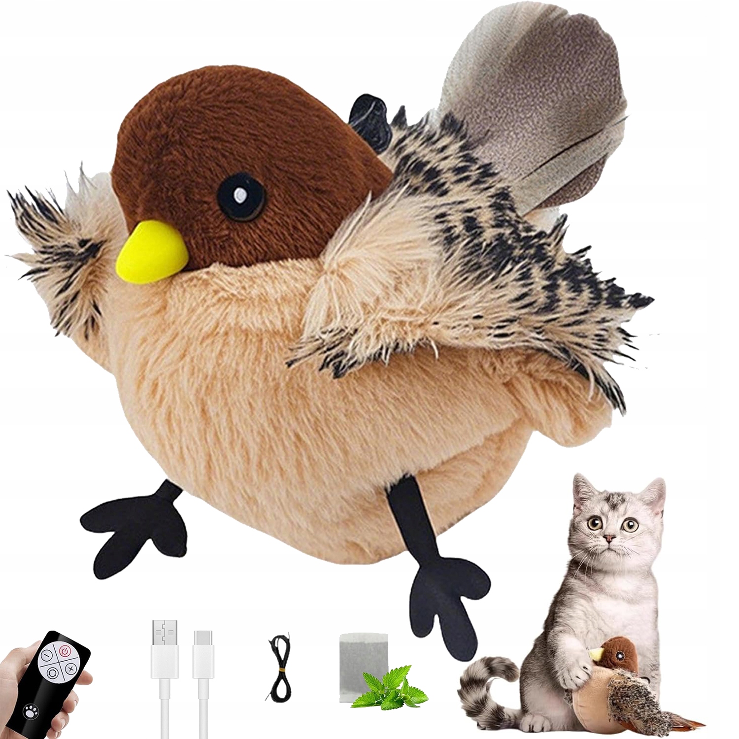 Levně Interaktivní Hračka Usb Létající pták Hračka Pro Kočky Realistická