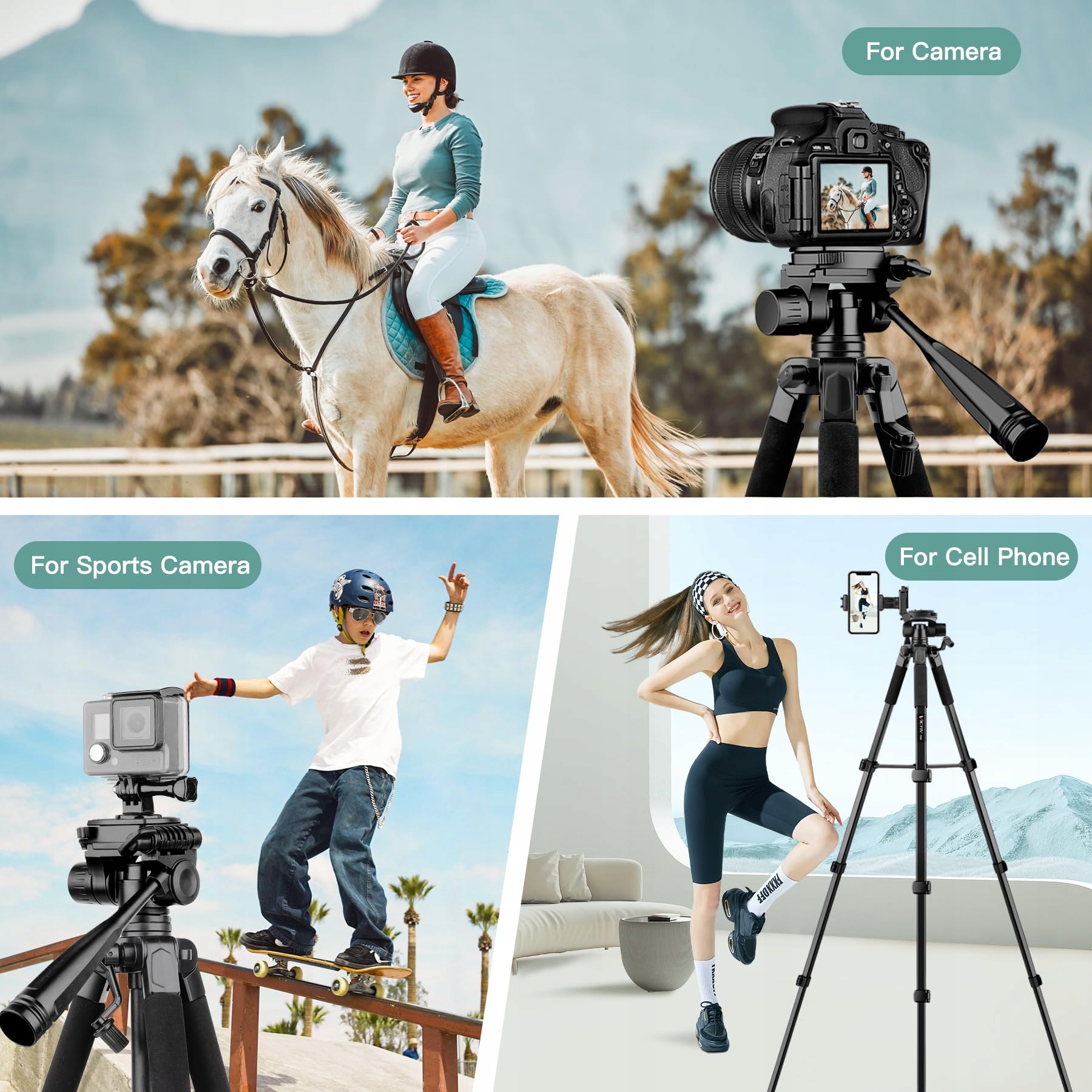 VICTIV 2025 Ulepszony Statyw Kamera 172cm Aluminiowy Statyw DSLR iPhone — miniatura 3