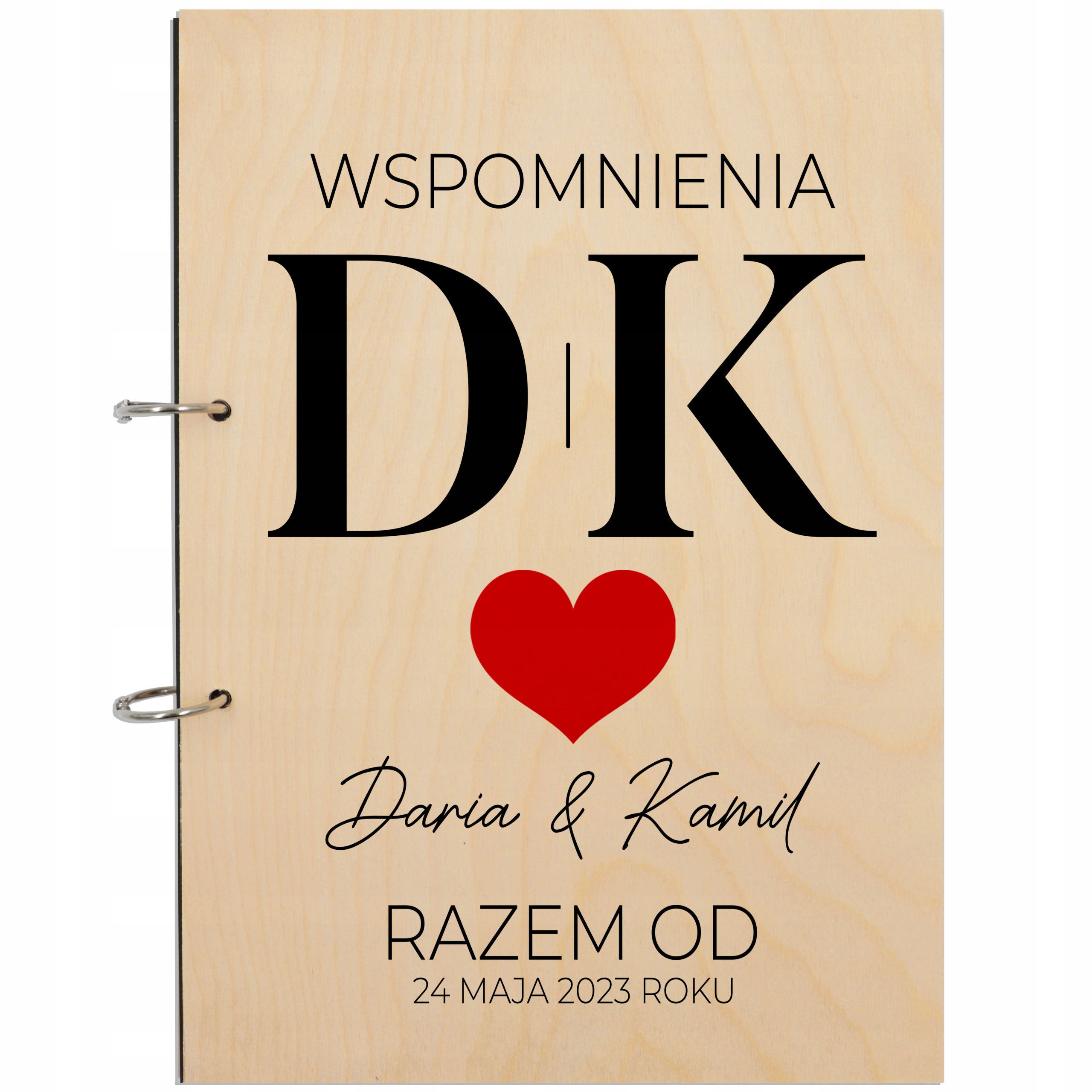 ALBUM DREWNIANY PREZENT NA WALENTYNKI DLA PARY PERSO RAZEM OD DATA INICJAŁY