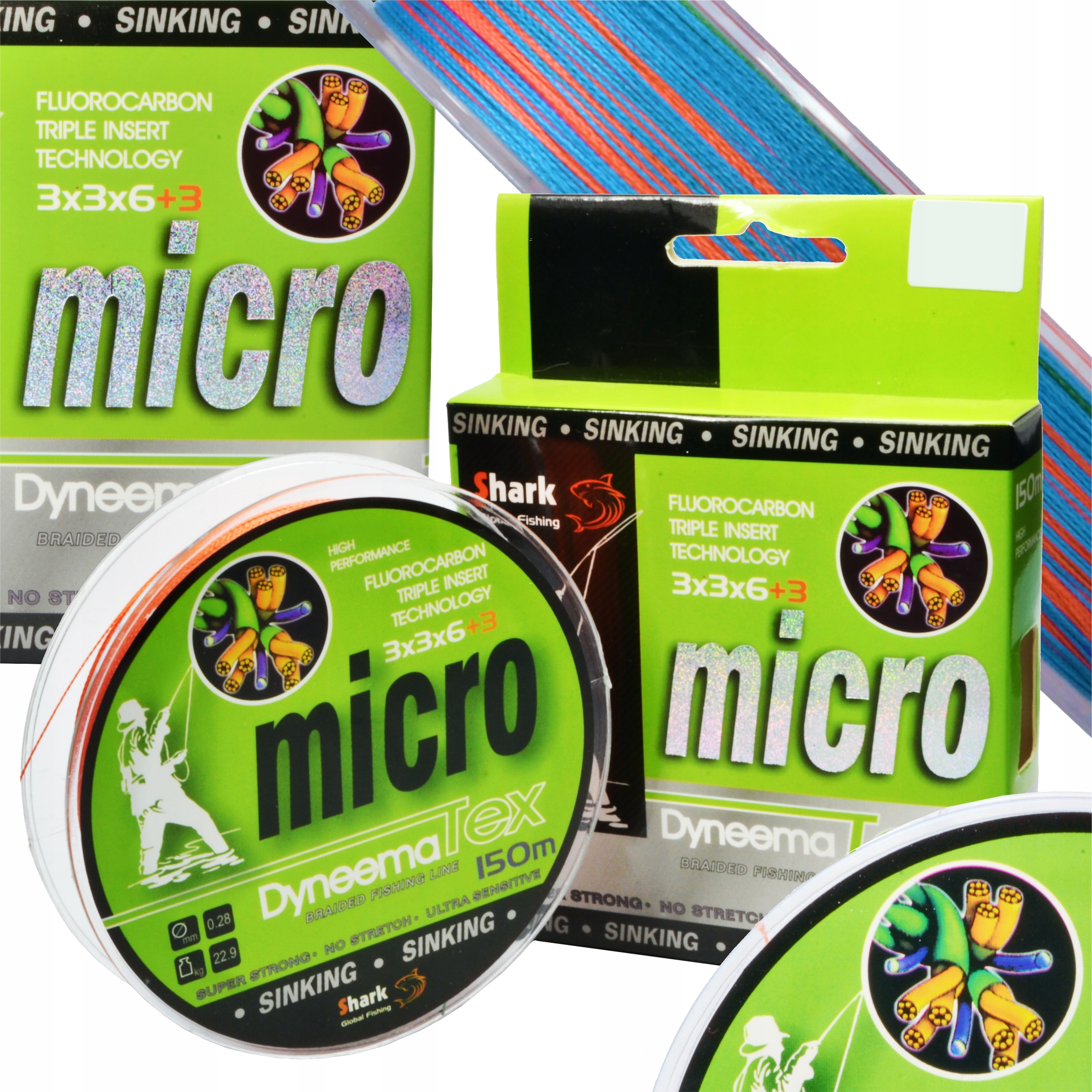

Plecionka Dyneema Tex Multi Kolor 150M 0,24MM
