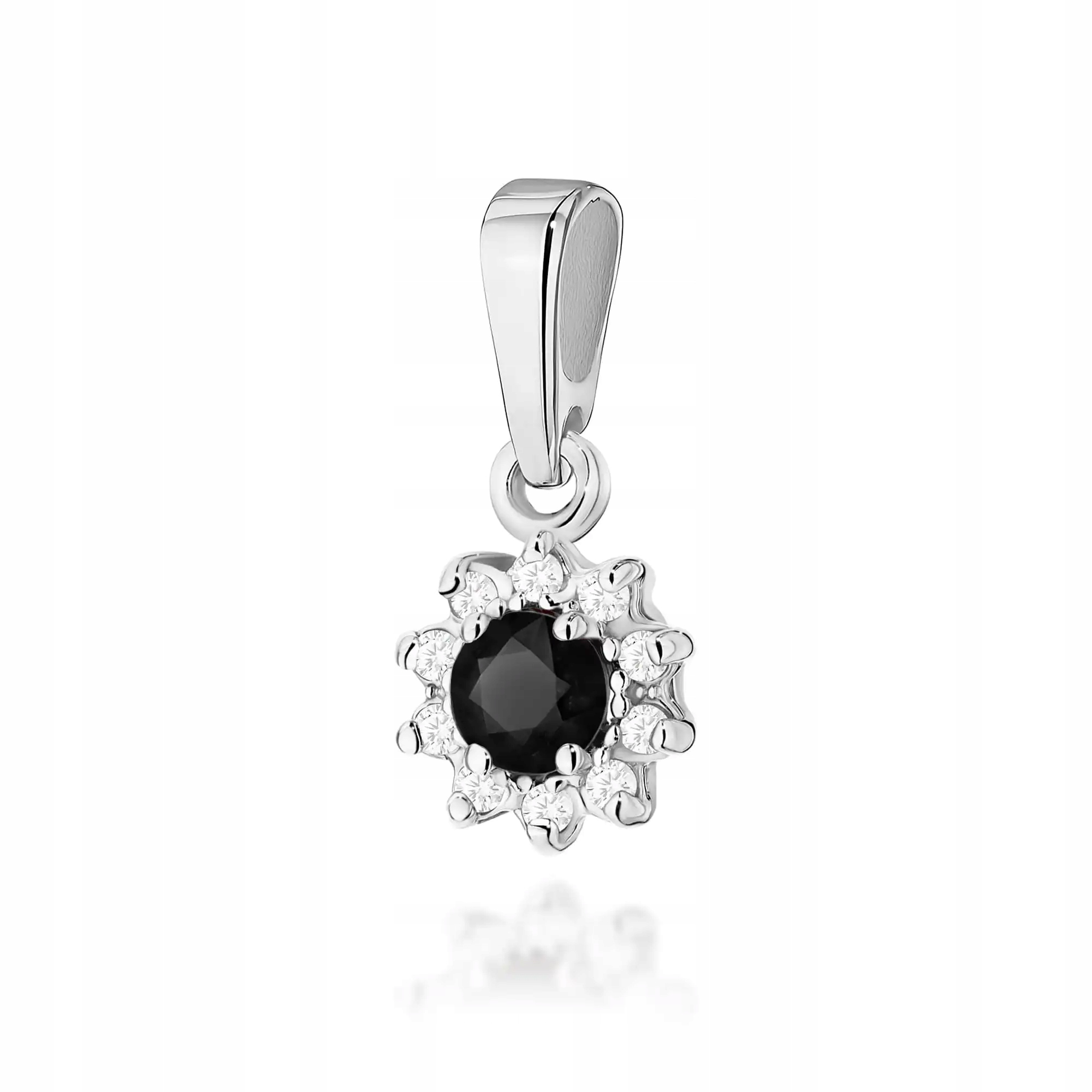 Přívěsek zlatý 585 s černým diamantem bílé zlato elegantní, efektní 14k