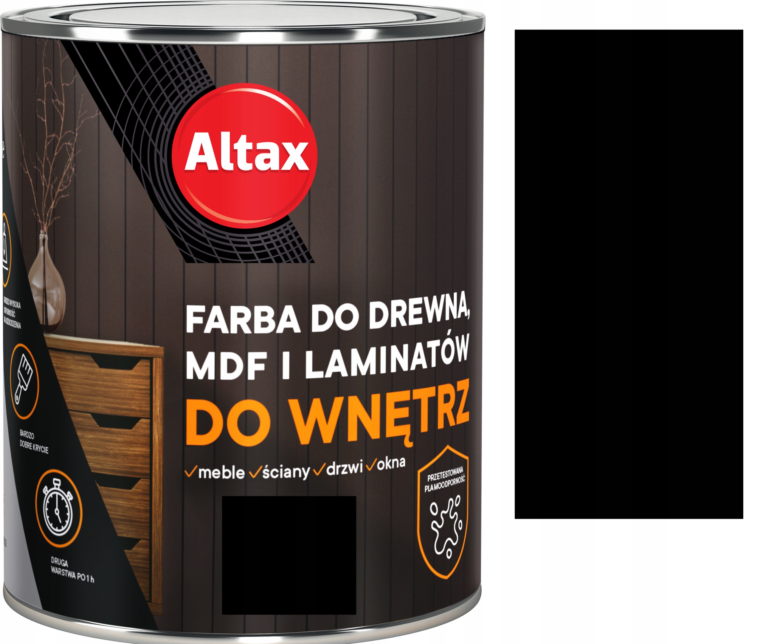 

Farba do drewna mdf laminatu Czarny 0,75L Altax