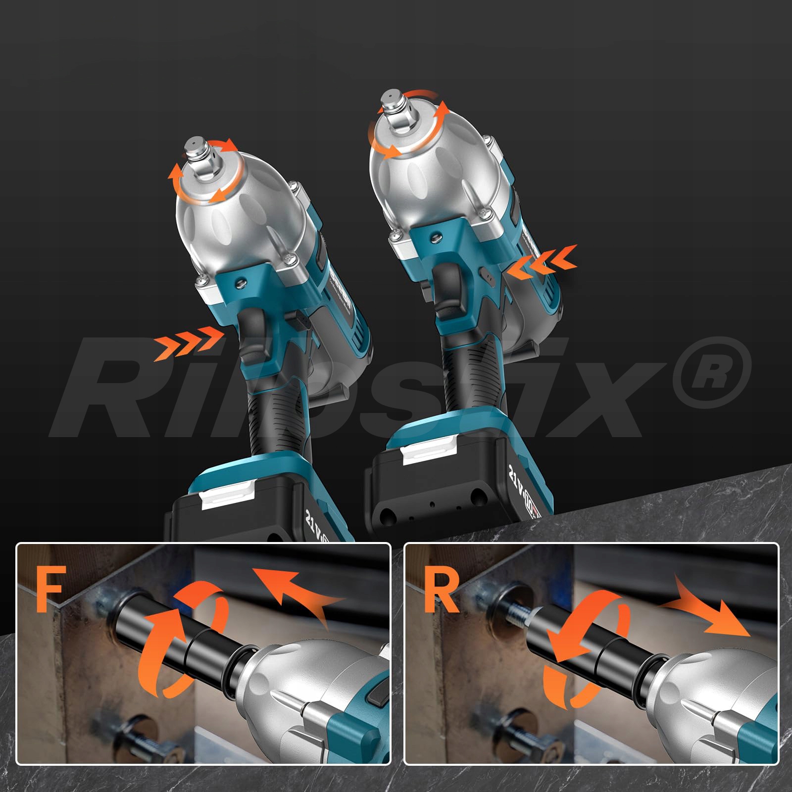 KLUCZ UDAROWY AKUMULATOROWY ZESTAW 1/2'' 800Nm 21V +NASADKI Marka Rilbstix