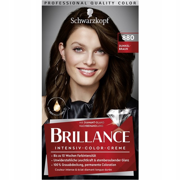 Schwarzkopf Brillance farba ciemny brąz 880