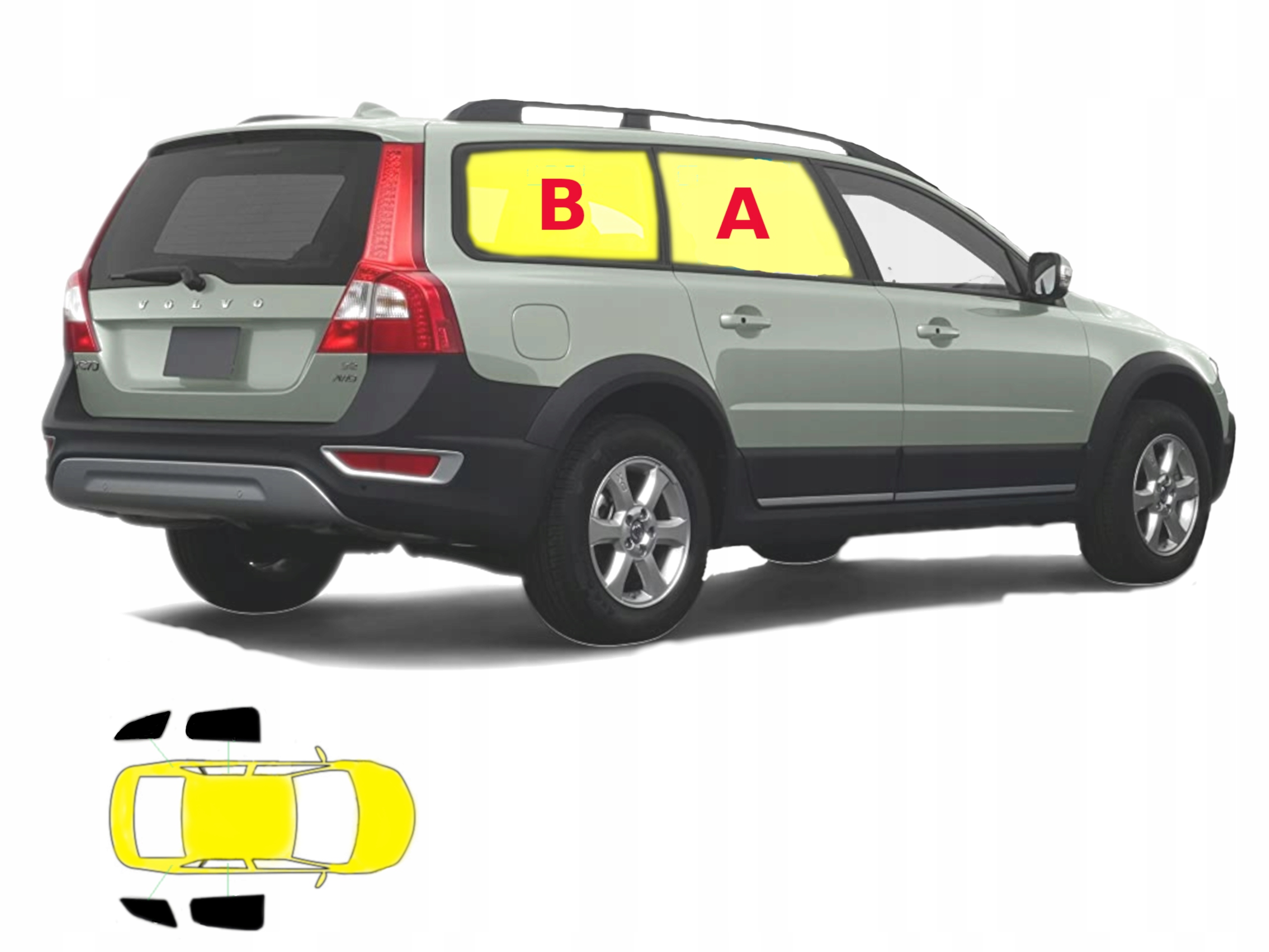 Záclony určené pro Volvo XC70 III gen. 4 ks