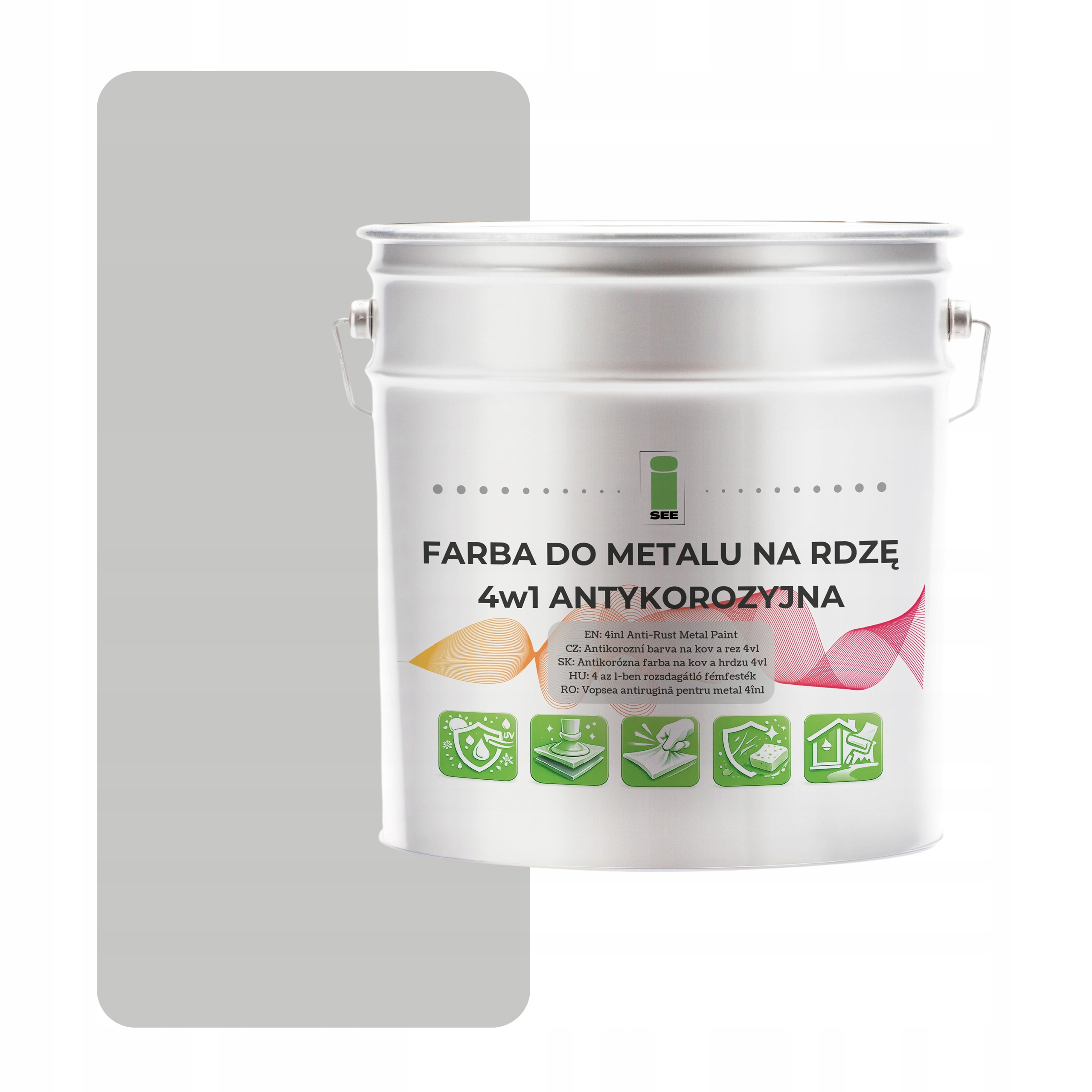 Barva na kov proti korozi 4v1 šedá RAL7047 I See pozink ocel 2,5L matná