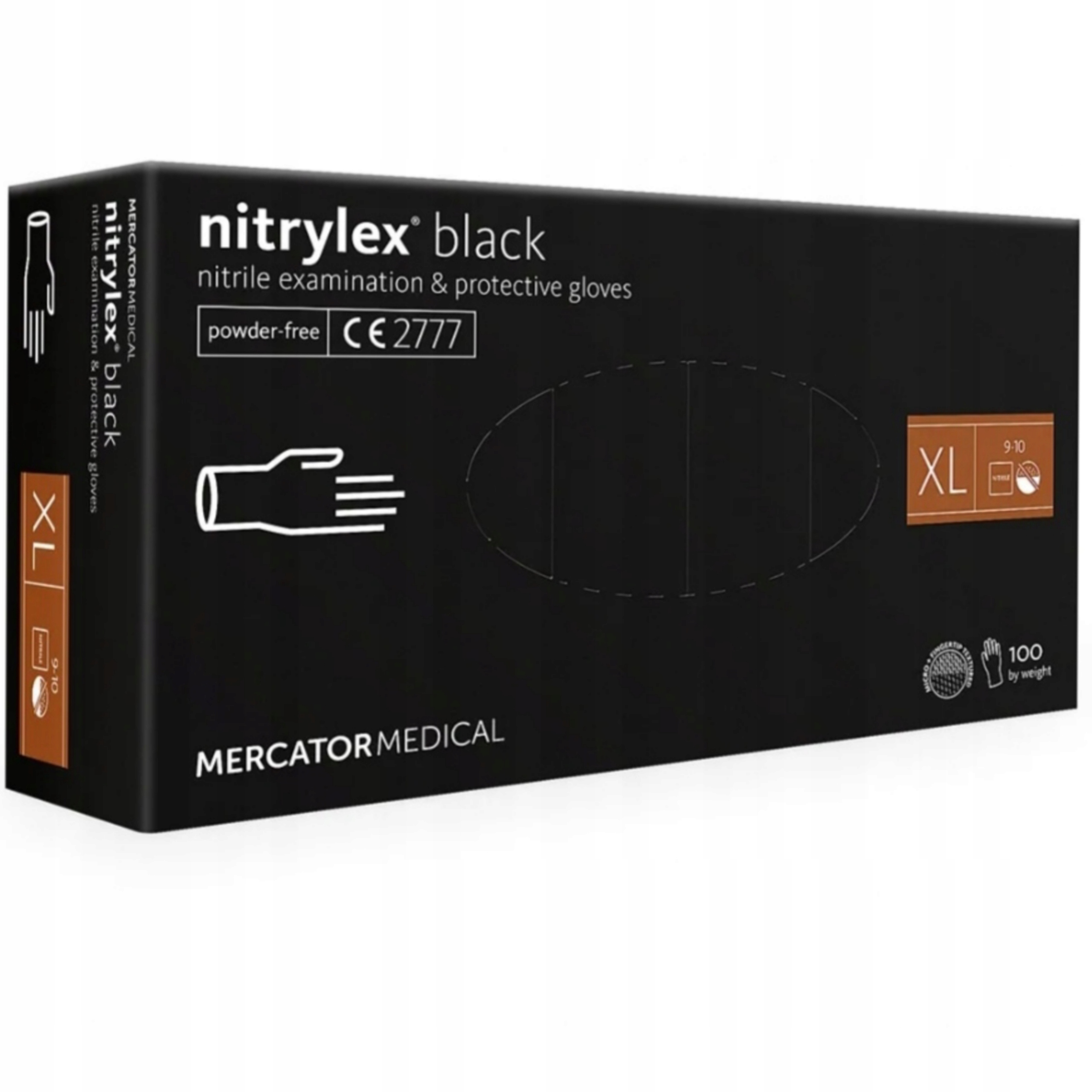 

Rękawice Nitrylowe Czarne Mercator XL 100SZT