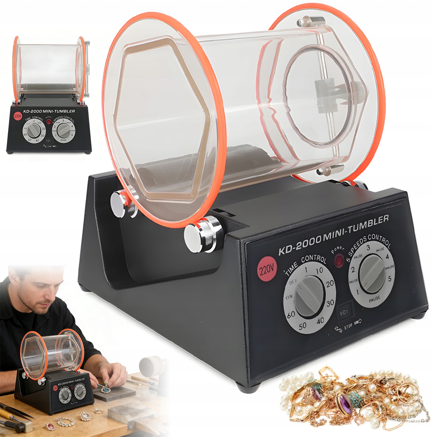 Leštící Buben Na Leštění Šperků 60 W 5 Kg 14.8 * 19.3 CM 220 V