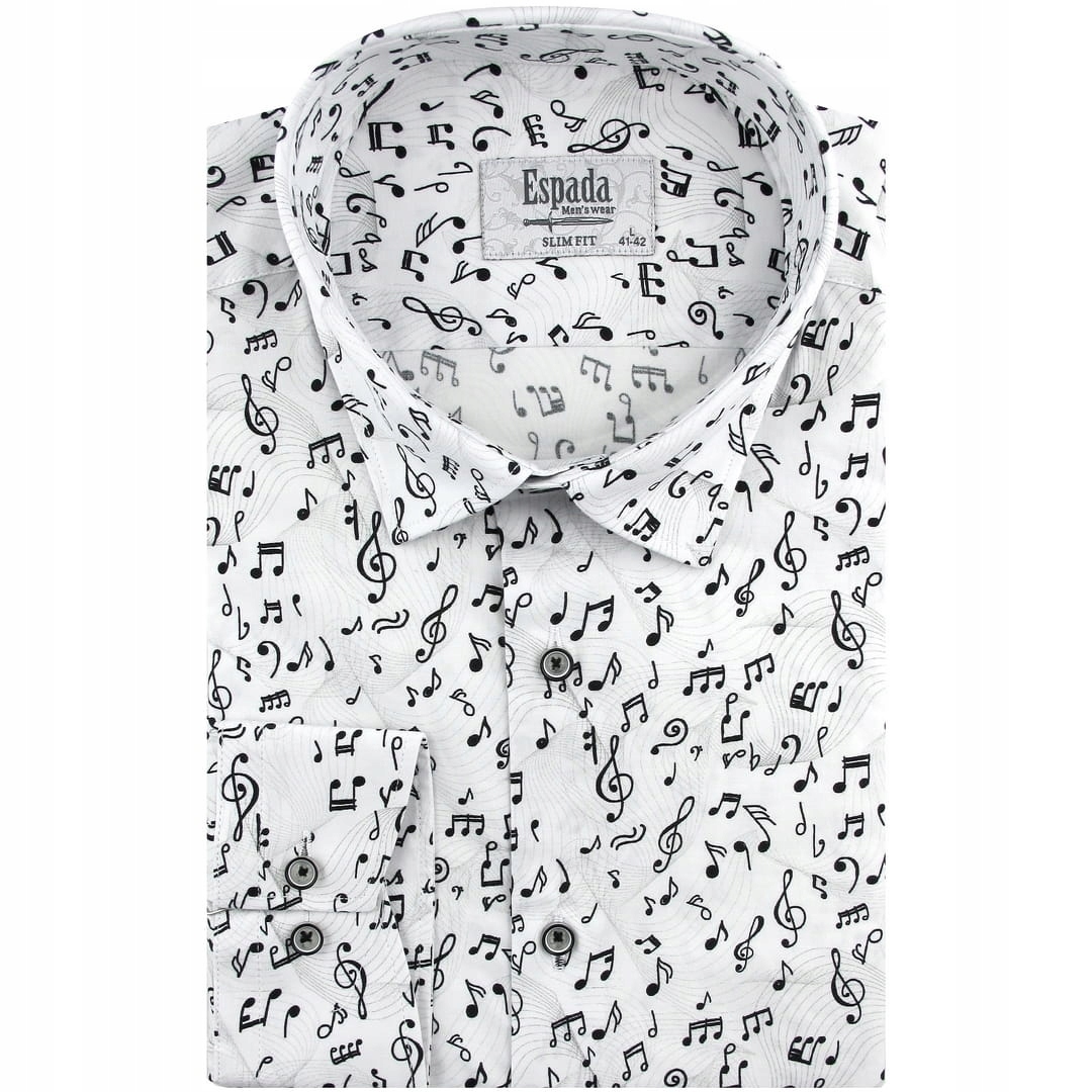 Koszula Męska Wizytowa do garnituru biała w nuty Slim Fit H520