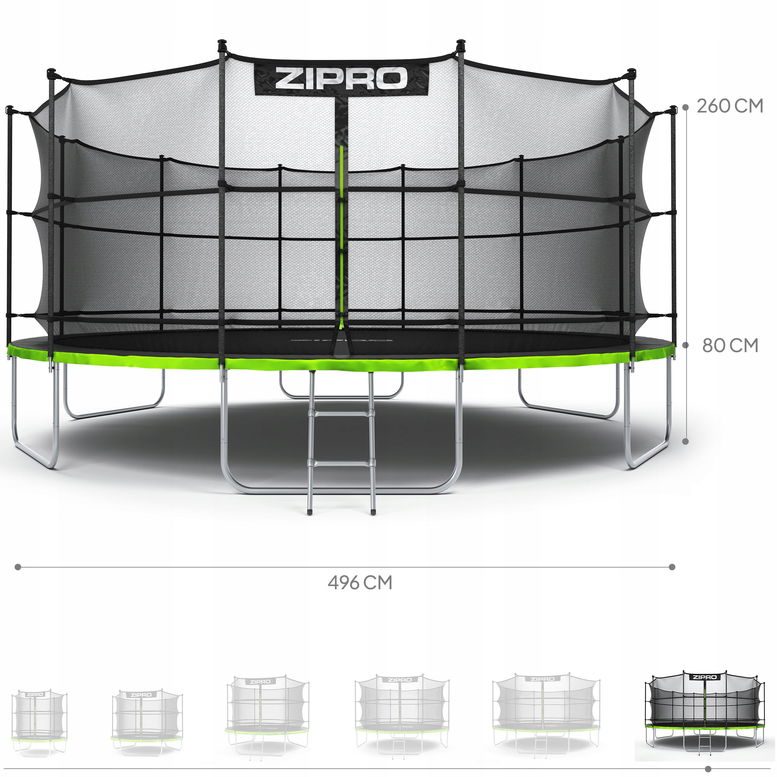 Садовий батут з внутрішньою сіткою для дітей 16 футів 496 см - Zipro Кількість опор 12 шт.