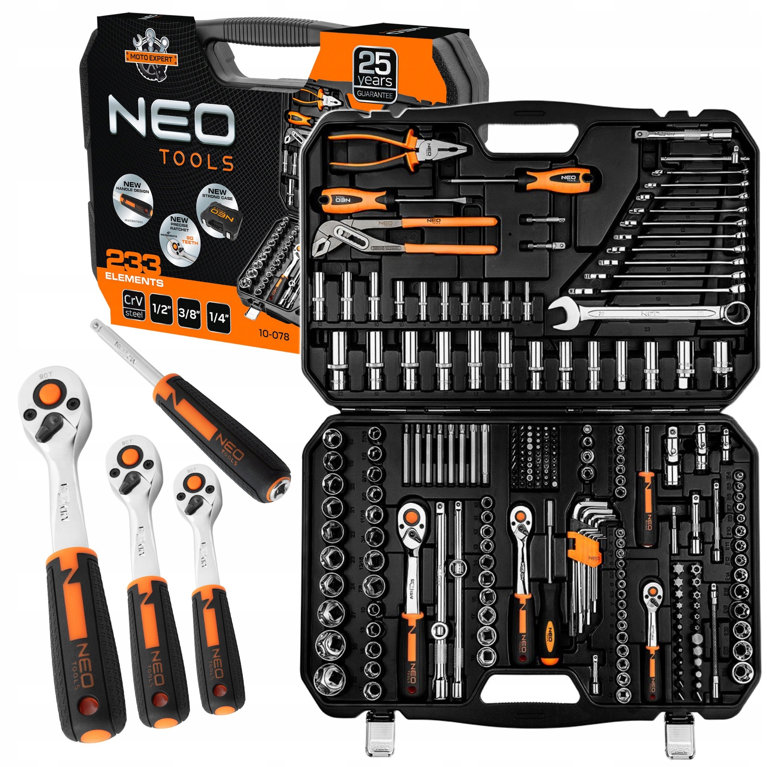 Neo Tools Nástrčné kľúče Nadstavce sada 233 ks 10-078 Sada
