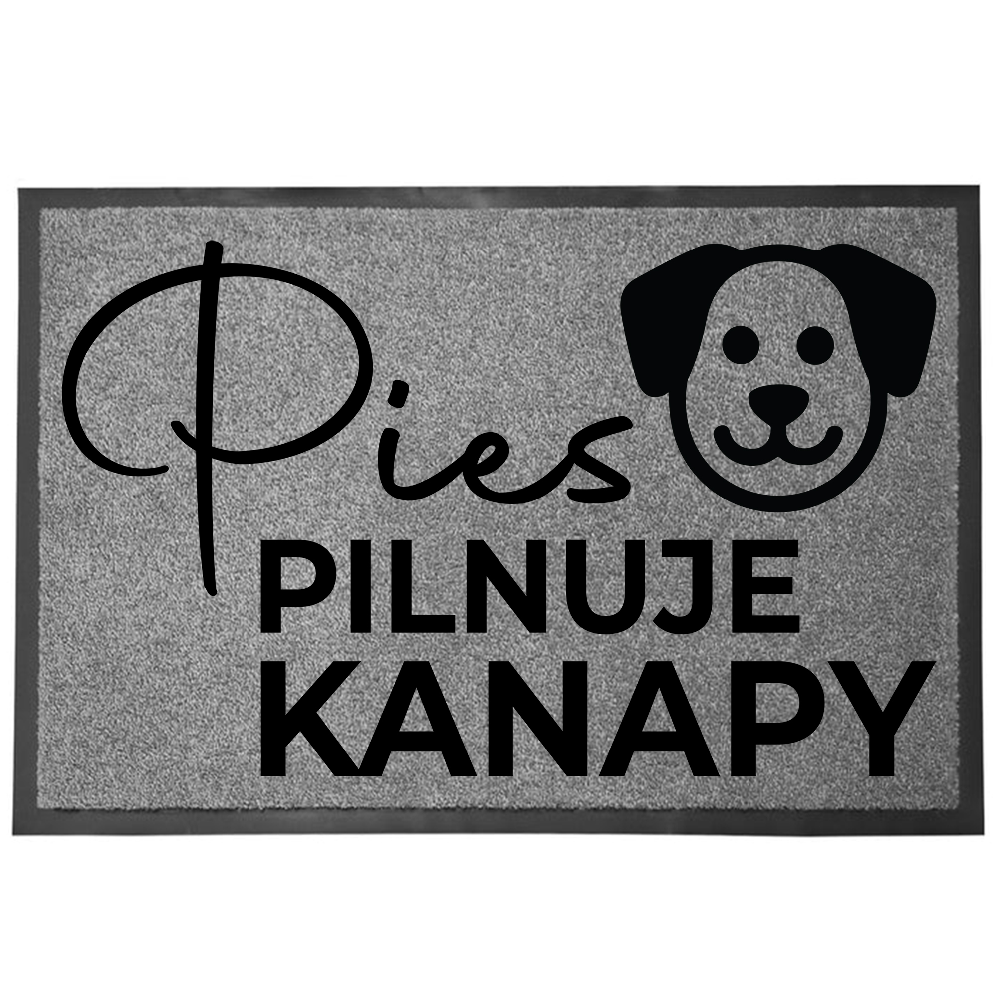 Wycieraczka Wejściowa Podłogowa Szara Zabawny Nadruk Z Humorem Pies Pilnuje